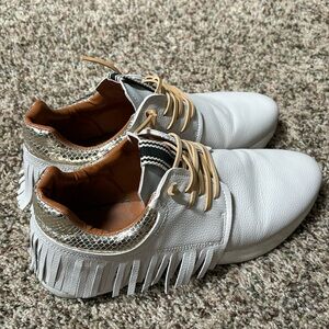 Beige fringe shoes! Size 11, narrow.